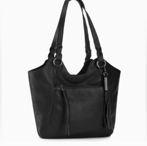 NWT SHELF PULL The Sak Sierra Black Leather Shopper Bag Tote Purse